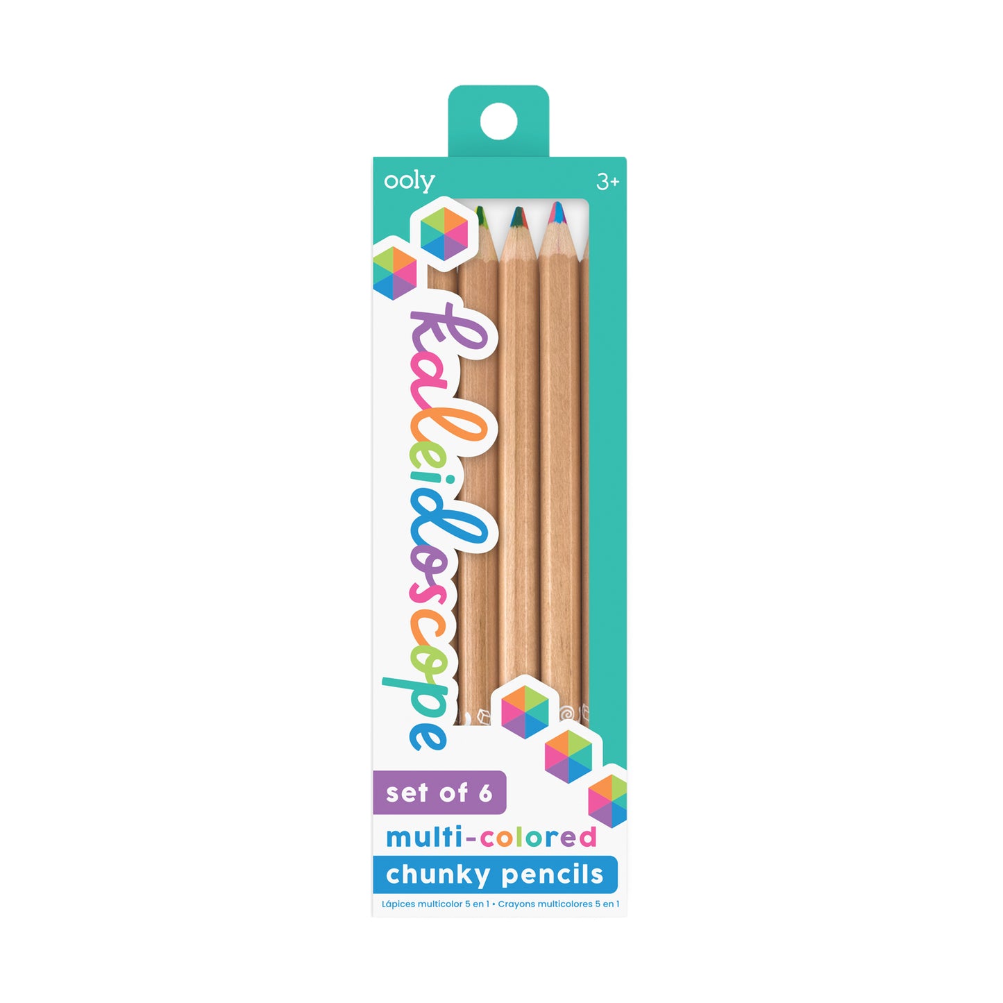 Kaleidoscope multi-colored chuncky pencils - set of 6