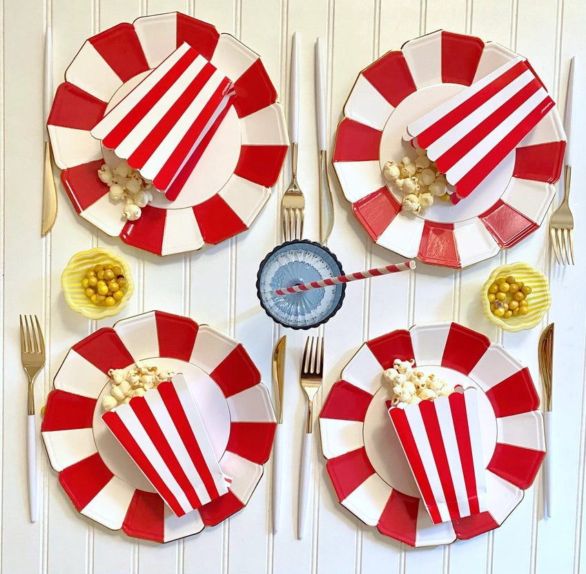 8 Red Candy Dinner Plates