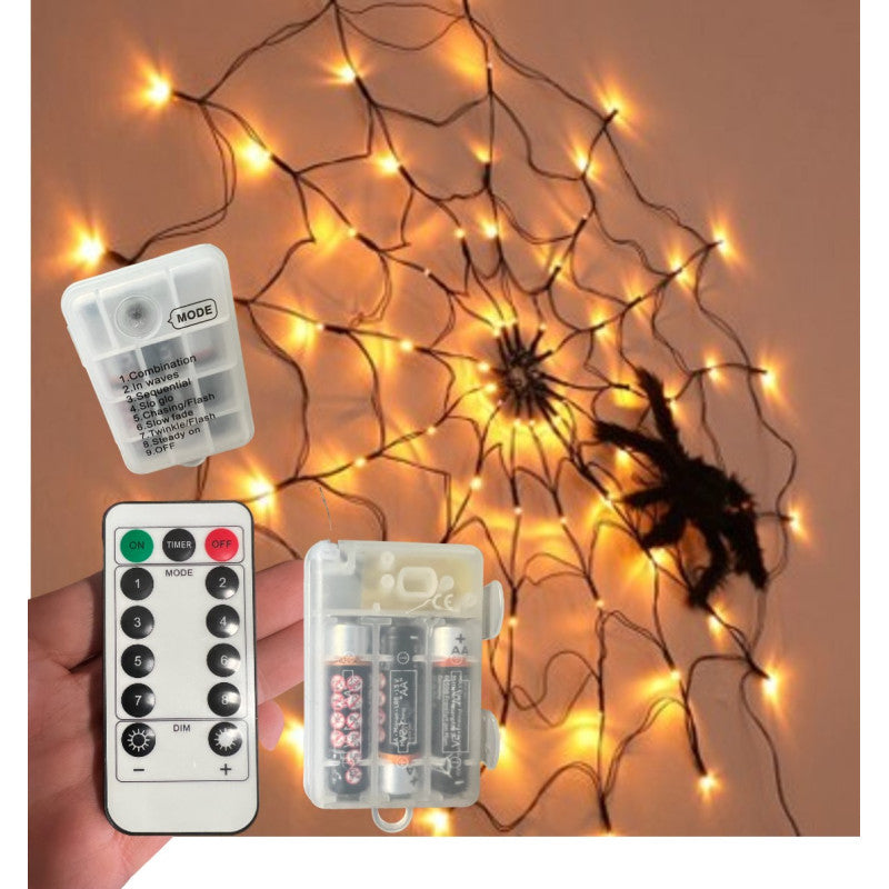 Spider Web LED 1m + 1 spider 34 cm changing light