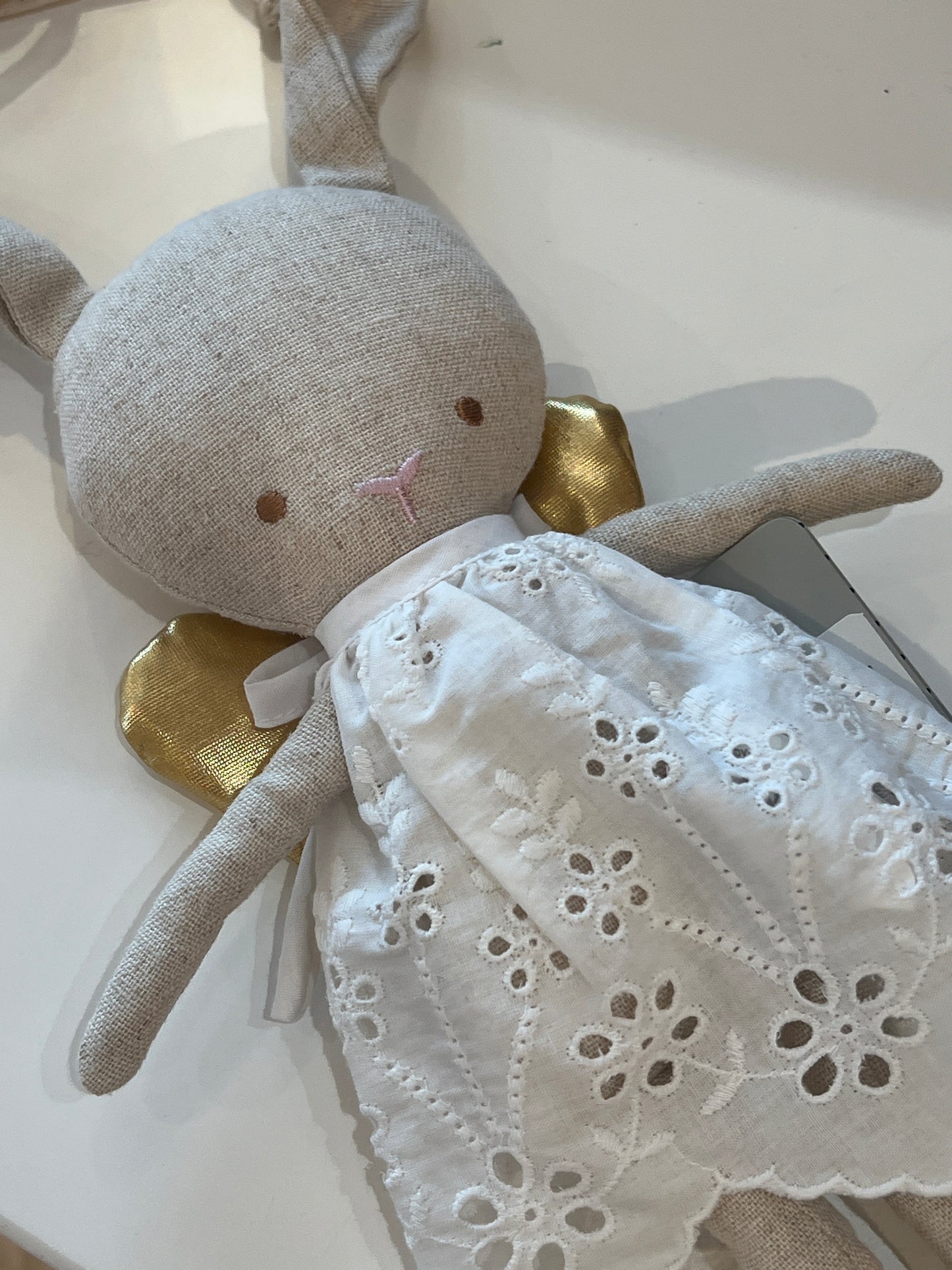 Linen Baby Angel Bunny Gold