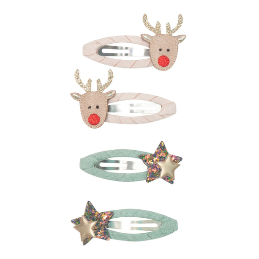 MINI CLIC CLAC HAIR CLIPS - REINDEER