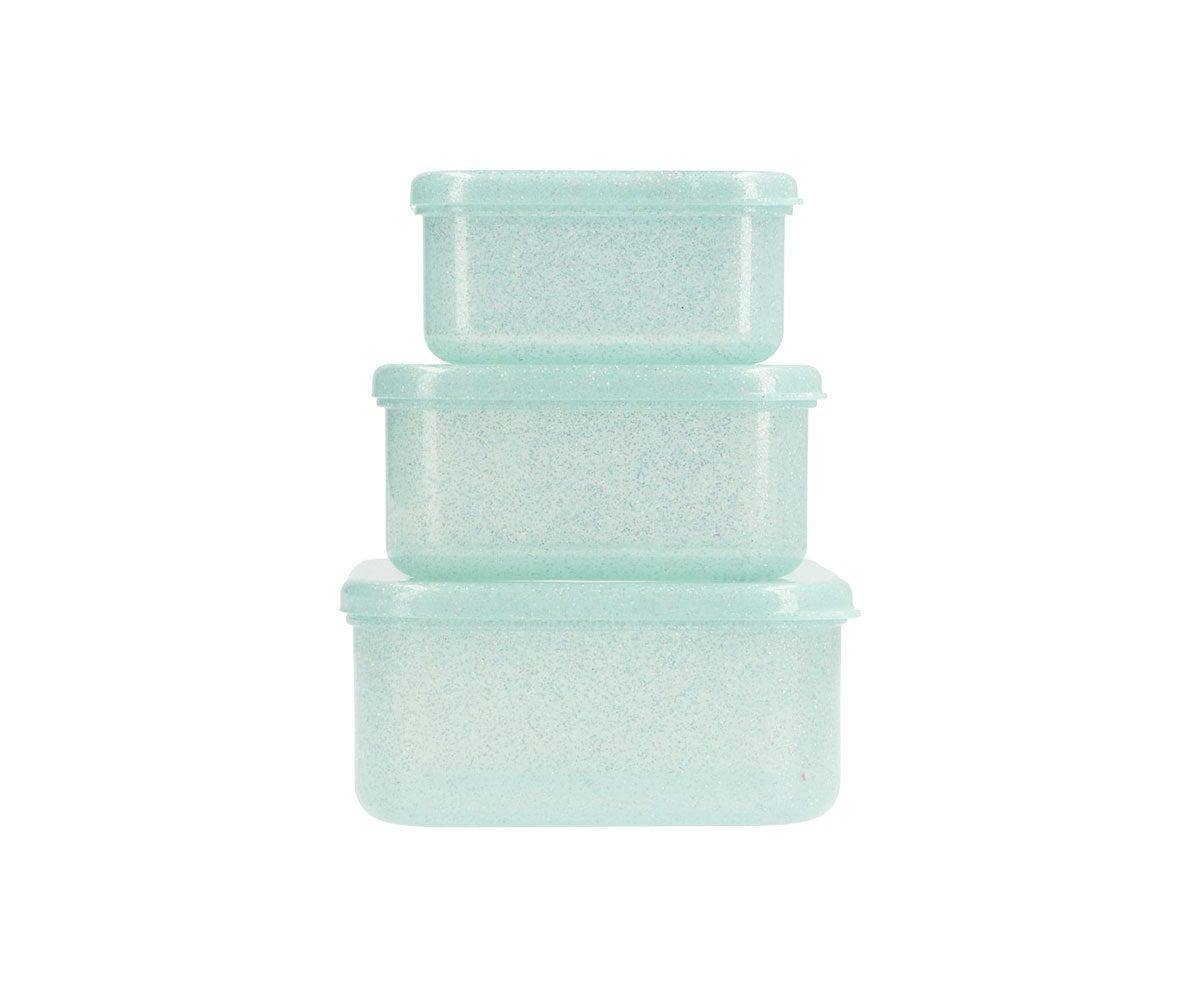 Tutete - 3 Aqua Glitter Turquoise Lunch Boxes