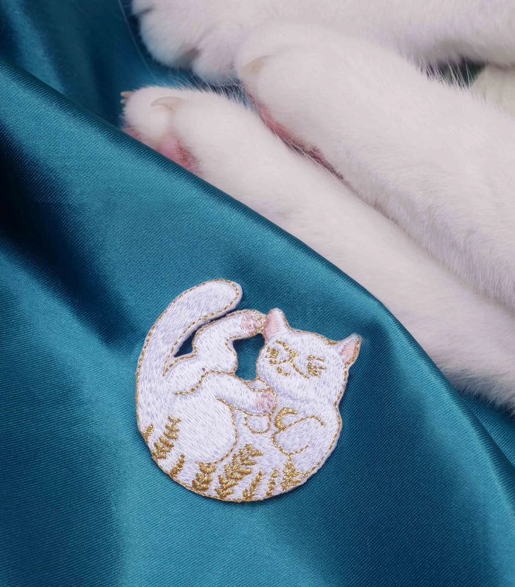 White Cat Iron-On Patch