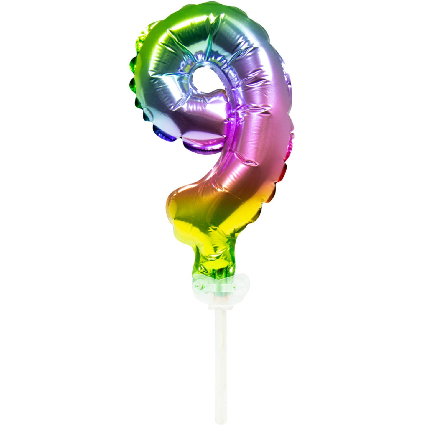 Foil Balloon Cake Topper Rainbow Number 9 - 13cm