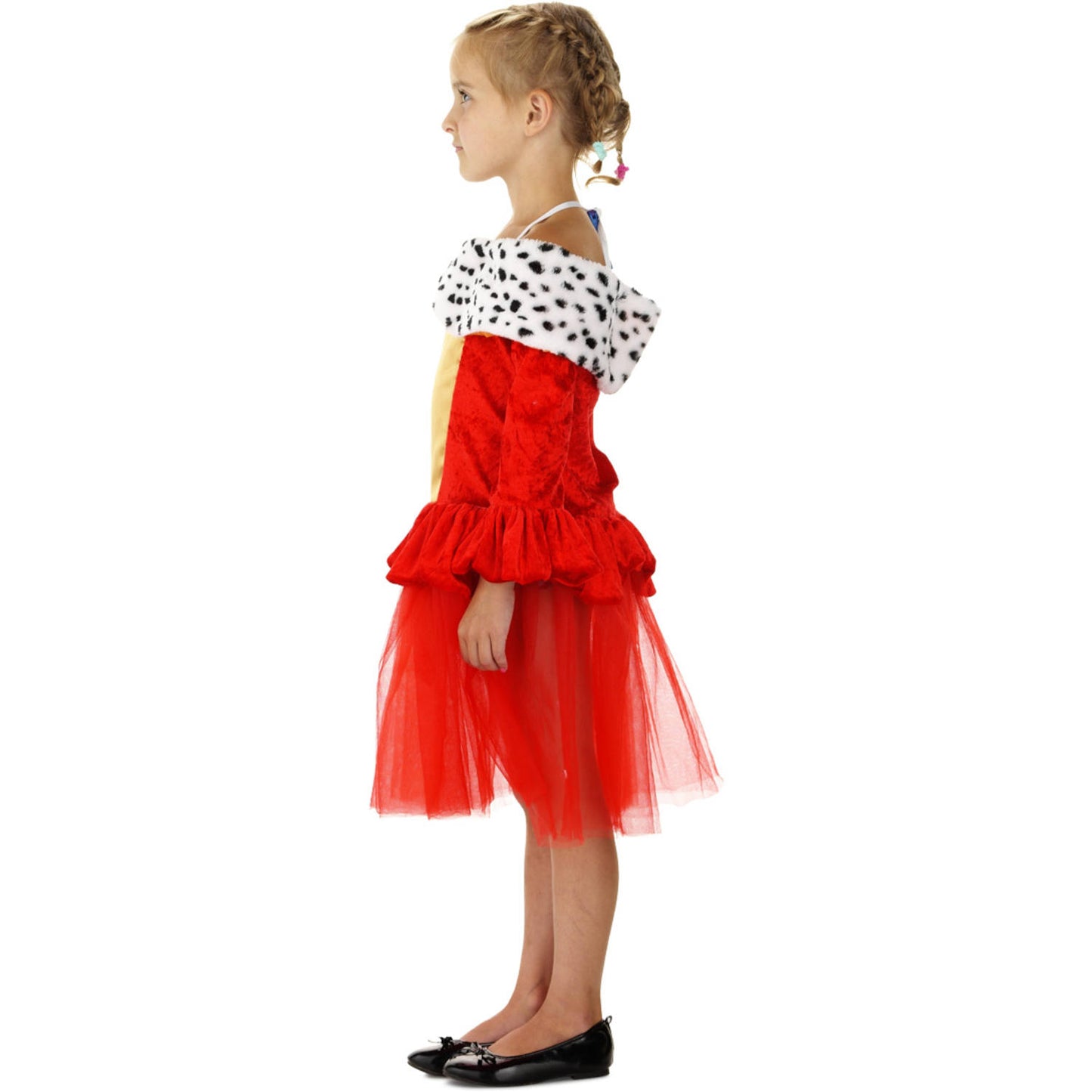 Robe Reine Rouge avec Col en Fourrure pour Fille - Taille S 98-116