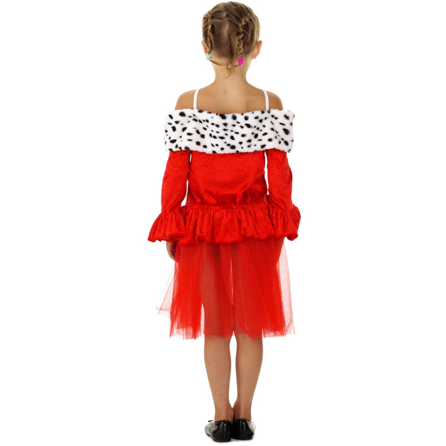 Robe Reine Rouge avec Col en Fourrure pour Fille - Taille S 98-116