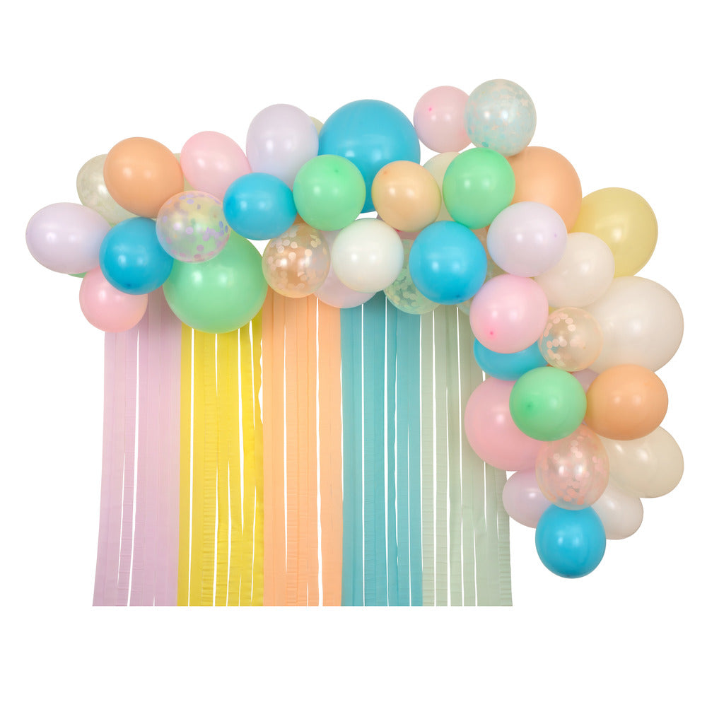 Pastel balloon & streamer garland