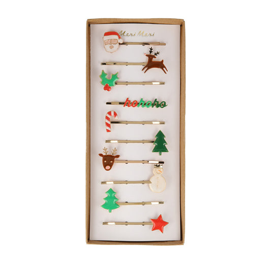 Christmas enamel hair slides