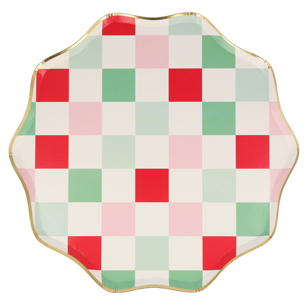 Assiettes plates à carreaux multiples