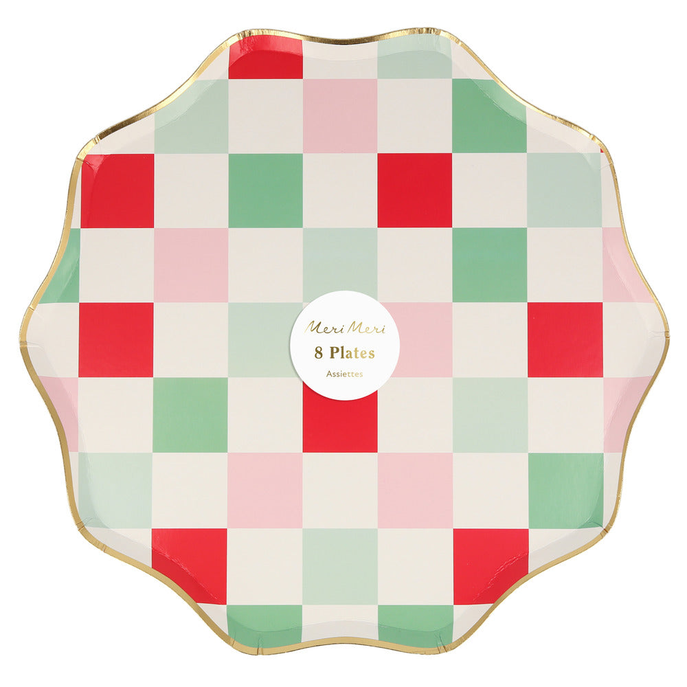 Assiettes plates à carreaux multiples