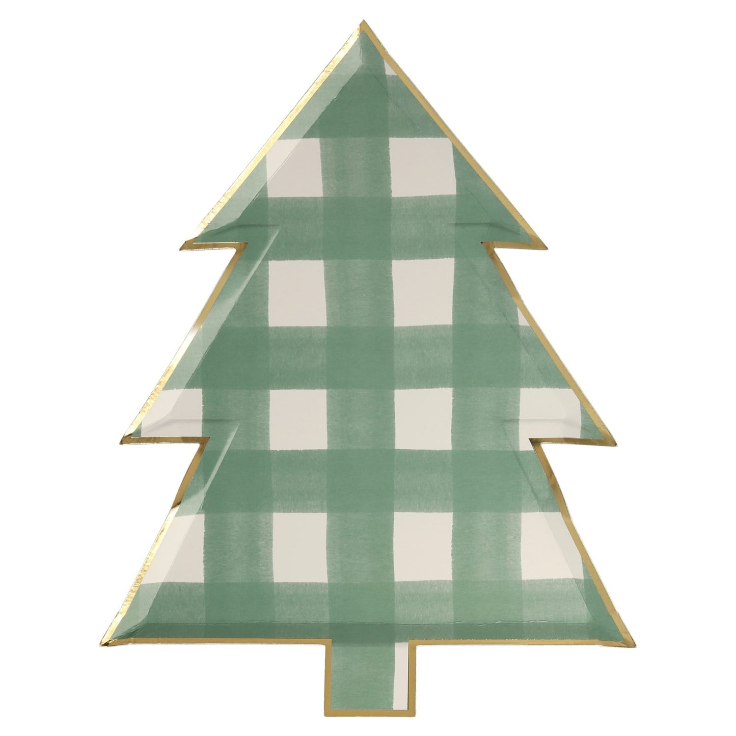 Green gingham tree plates