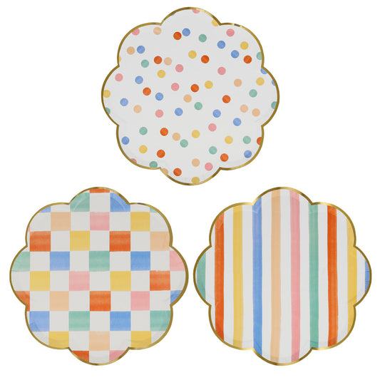 Colourful Pattern Dinner Plates (x 8)