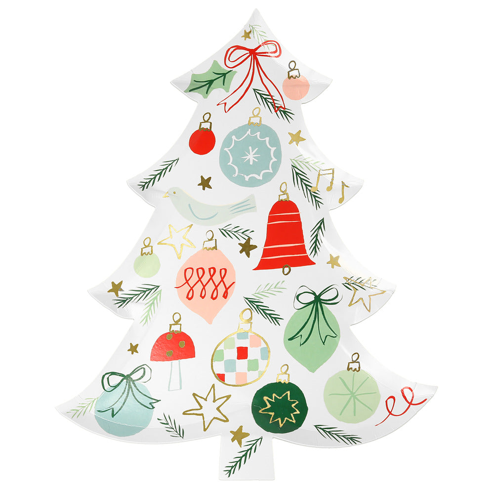 Festive pattern tree plates