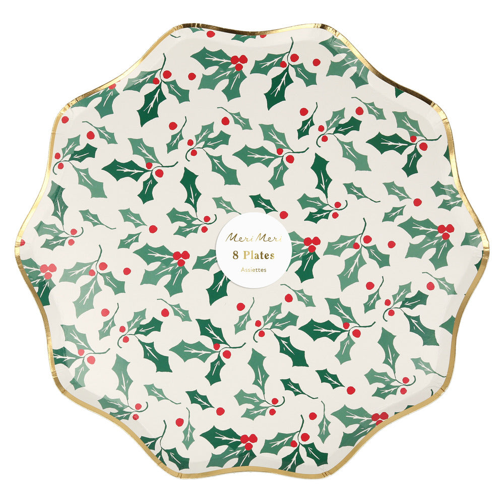 Holly pattern dinner plates