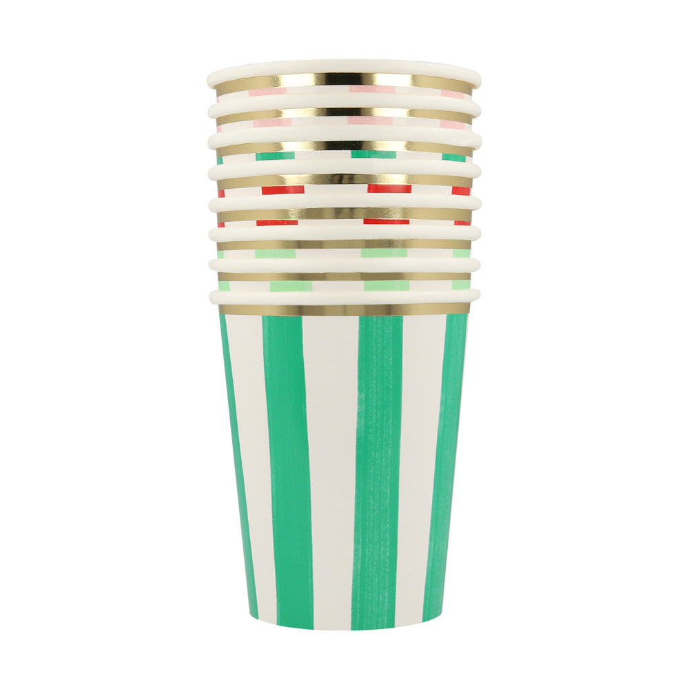 Striped cups 8 pack