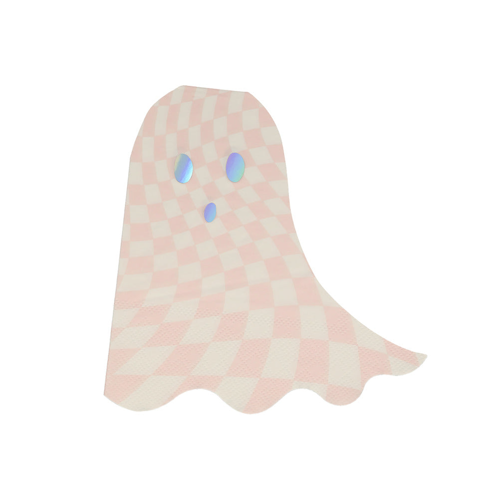 Pink checker ghost napkins