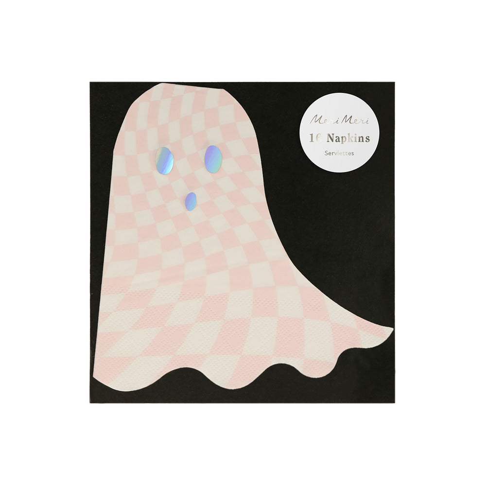 Pink checker ghost napkins