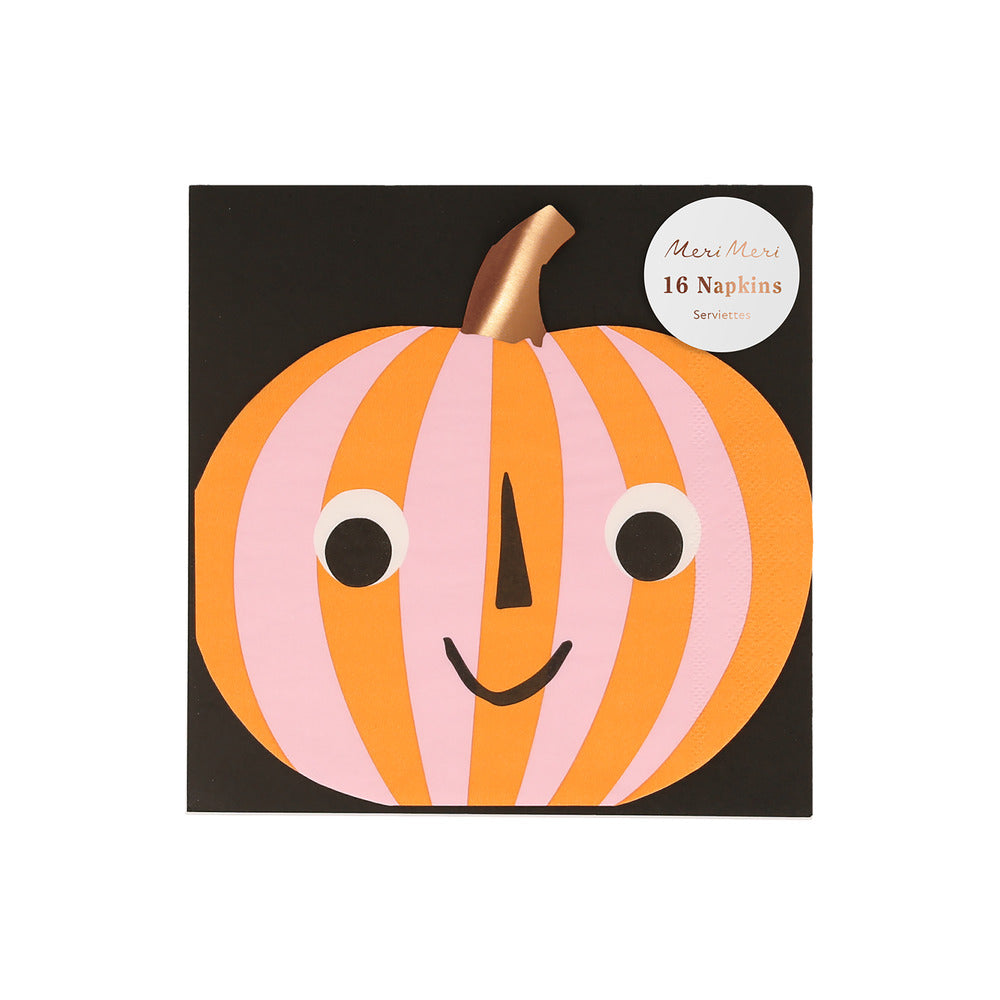 Pink & orange stripy pumpkin napkins