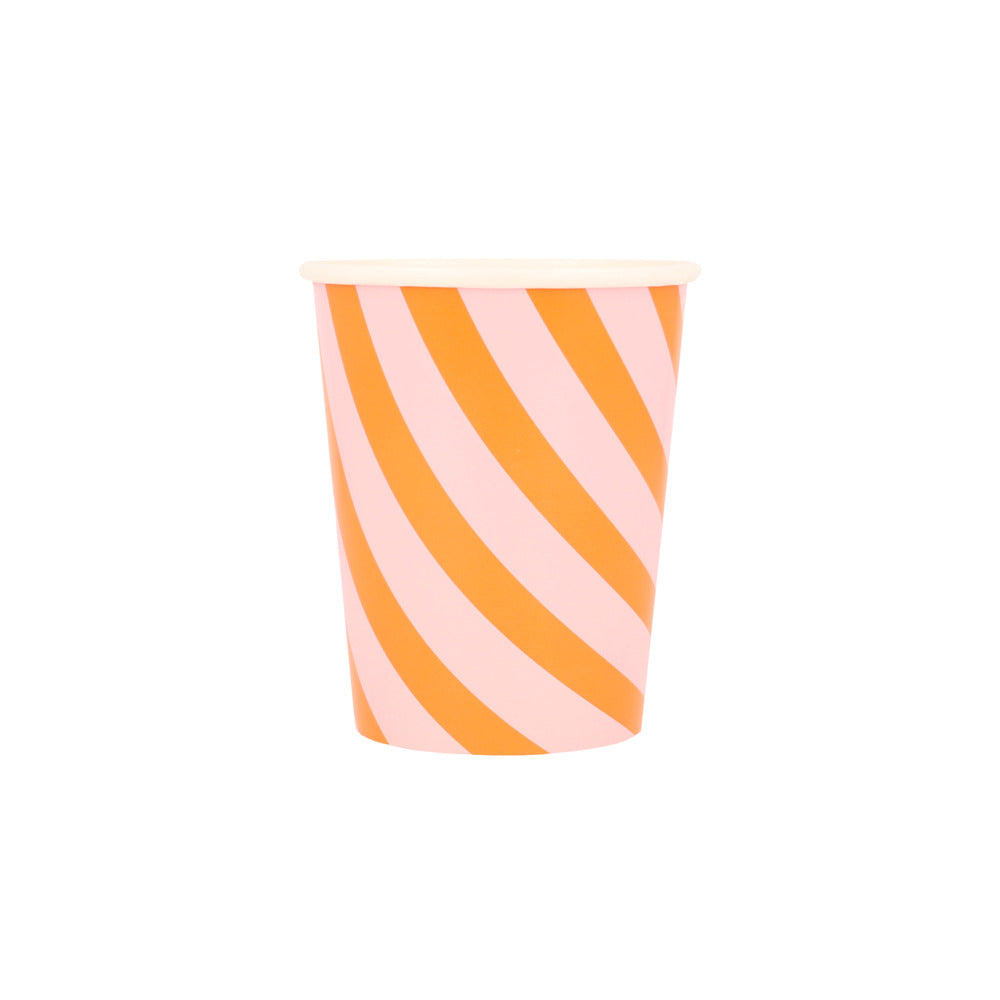 Pink & orange stripy cups