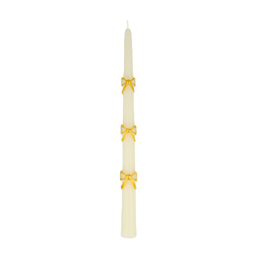 Gold bow taper candle