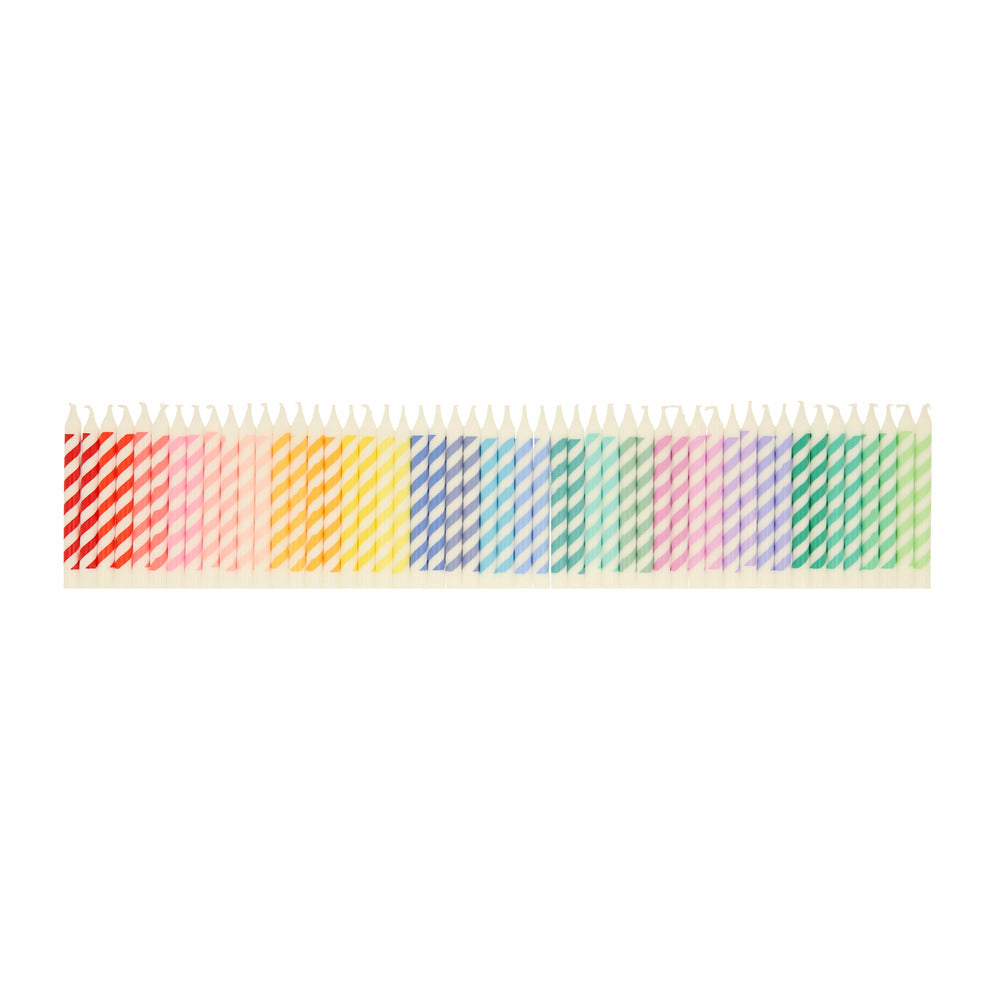 Rainbow Striped Mini Candles (x 50)