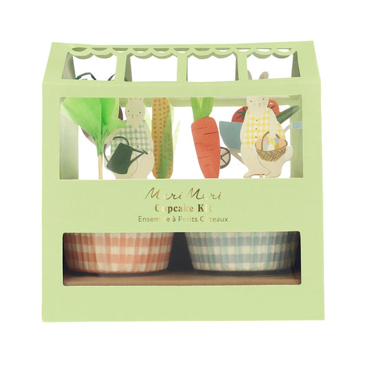 Bunny greenhouse cupcake kit