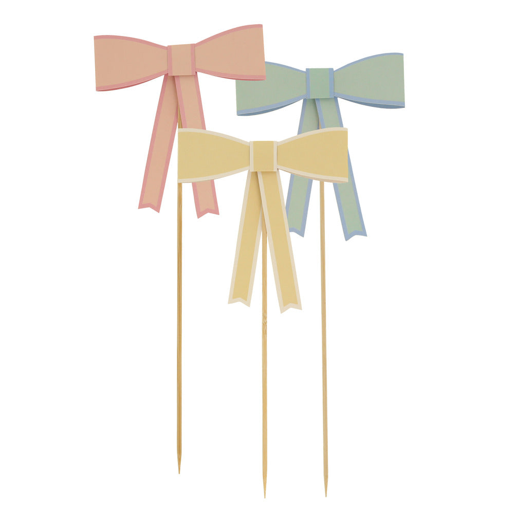 Pastel bow cake toppers