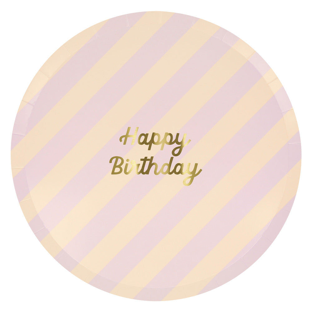 Stripe Happy Birthday Dinner Plates (x 8)