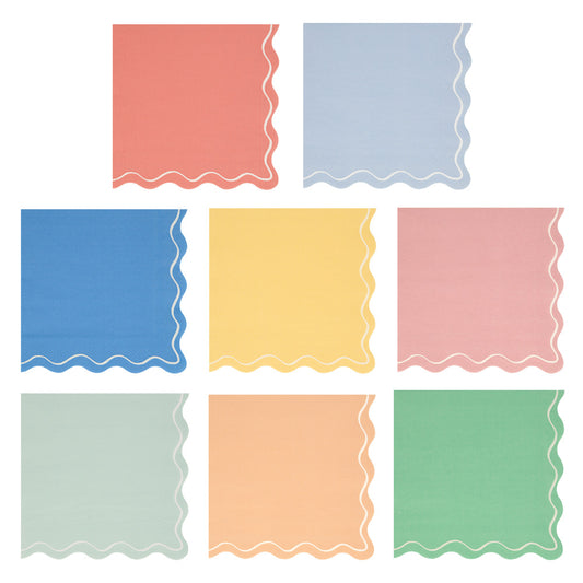 Mixed Wavy Line Large Napkins (x 16)