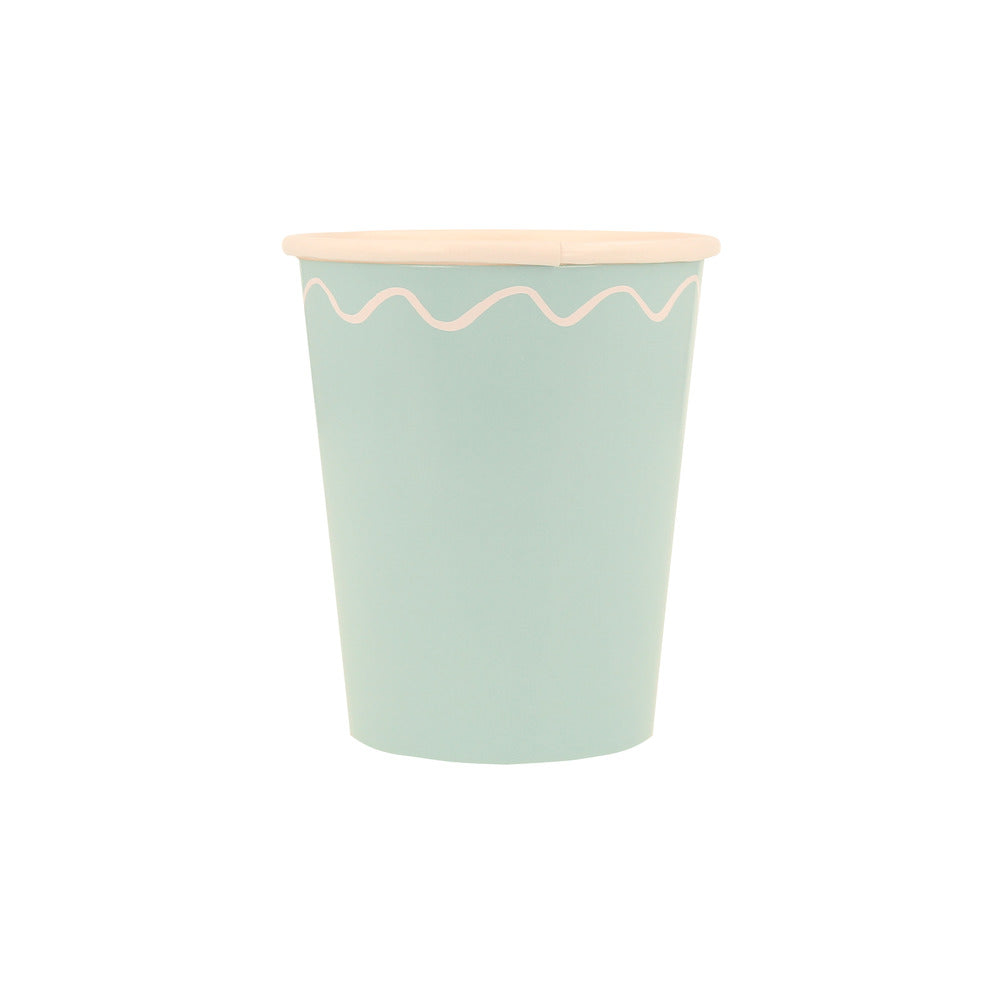 Mixed Wavy Line Cups (x 8)