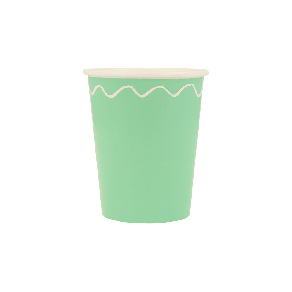 Mixed Wavy Line Cups (x 8)