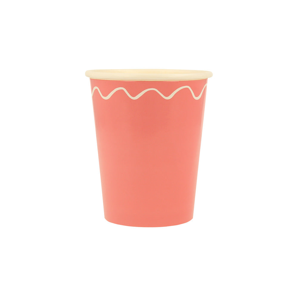 Mixed Wavy Line Cups (x 8)