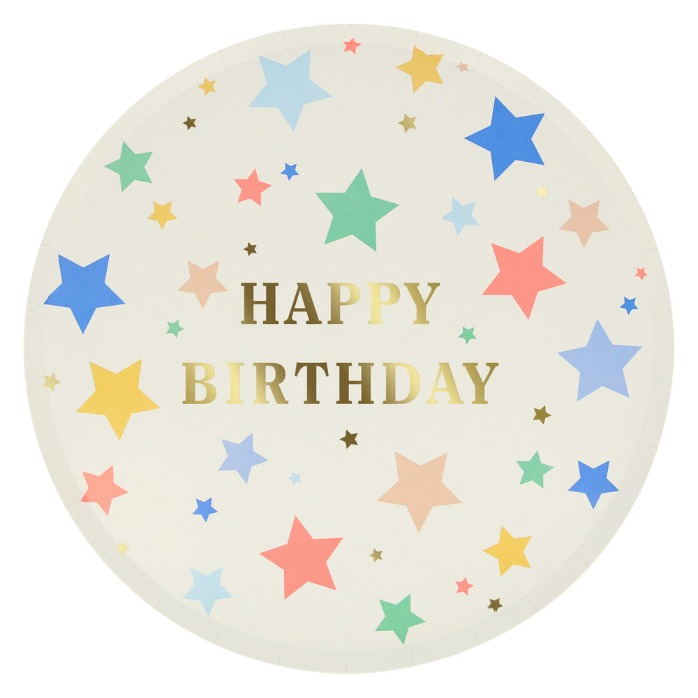 Happy Birthday Stars Dinner Plates (x 8)