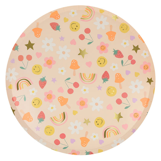 Happy Face Icons Dinner Plates (x 8)