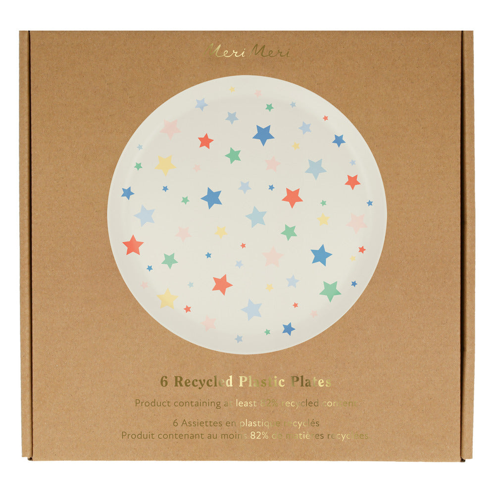 Star pattern recycled plastic plates Small (X 6)