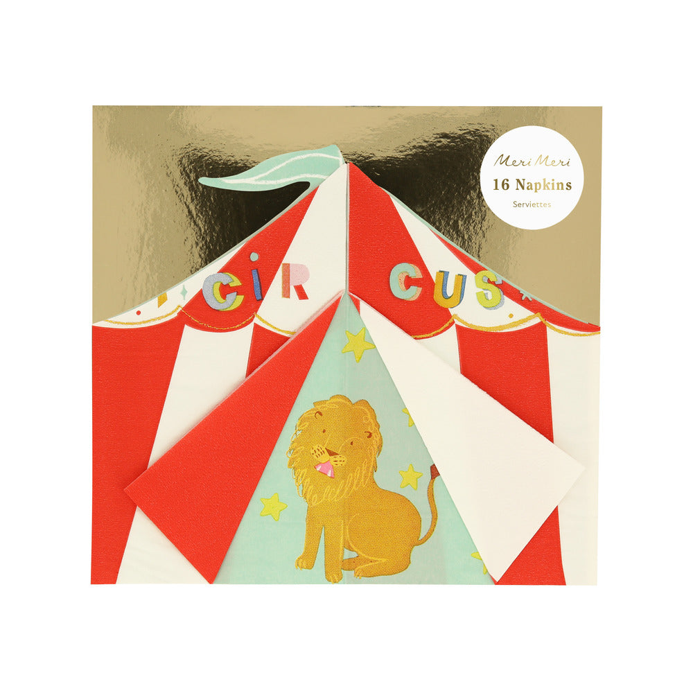 Circus Shaped Big Top Napkins (x 16)