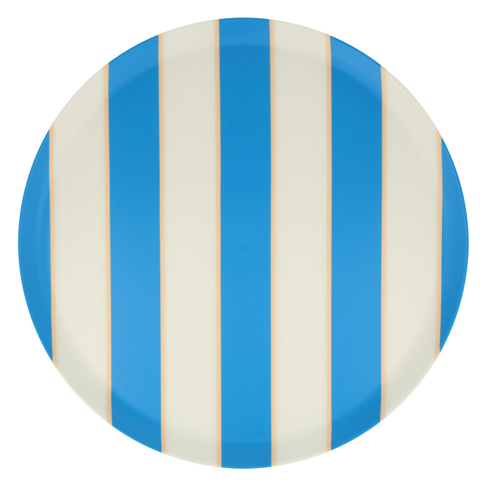 Mixed stripe recycled plastic plates large (X 6)