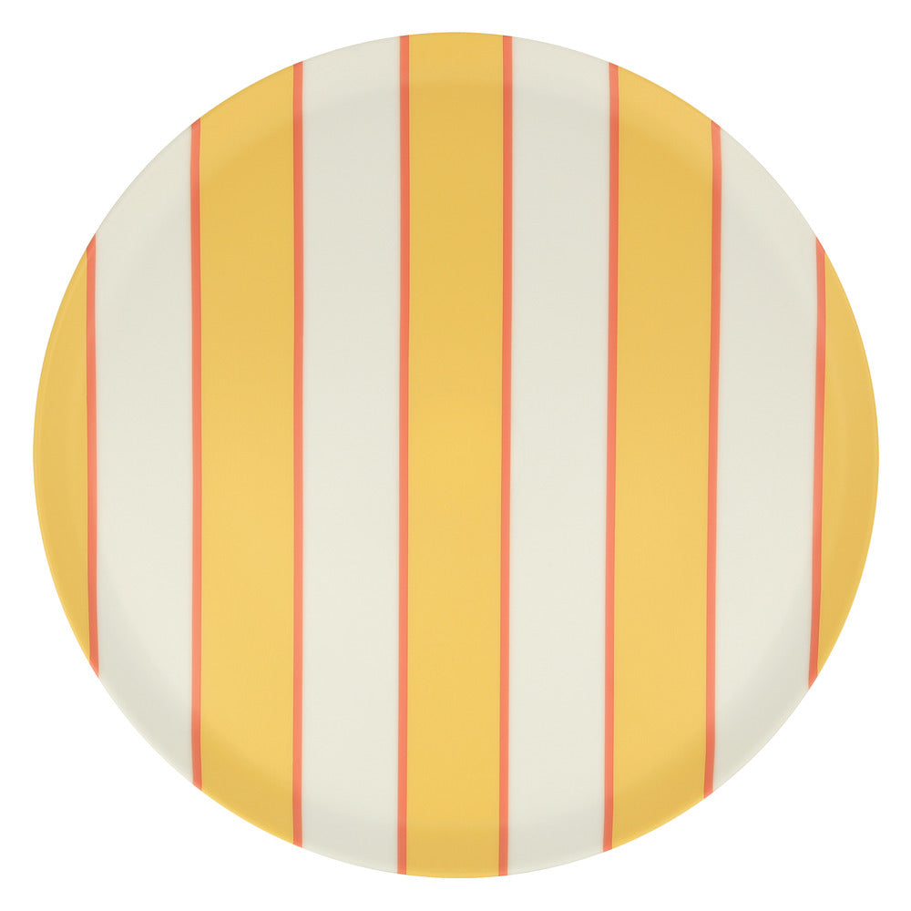 Mixed stripe recycled plastic plates large (X 6)