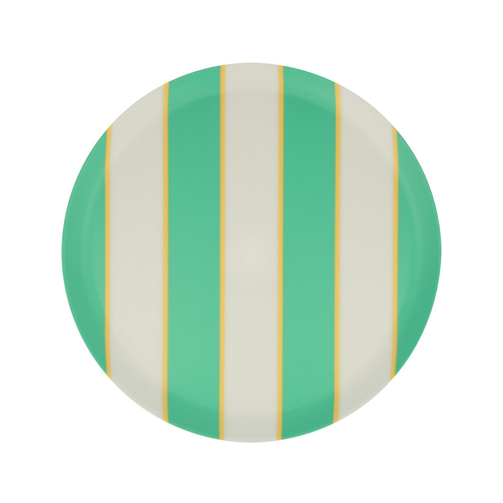 Mixed stripe recycled plastic plates Small (X 6)