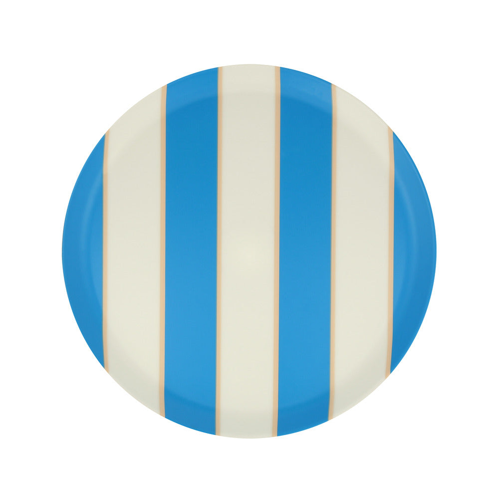 Mixed stripe recycled plastic plates Small (X 6)