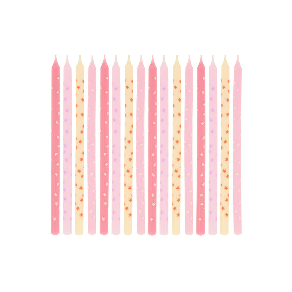 Pink Stars Candles (x 16)