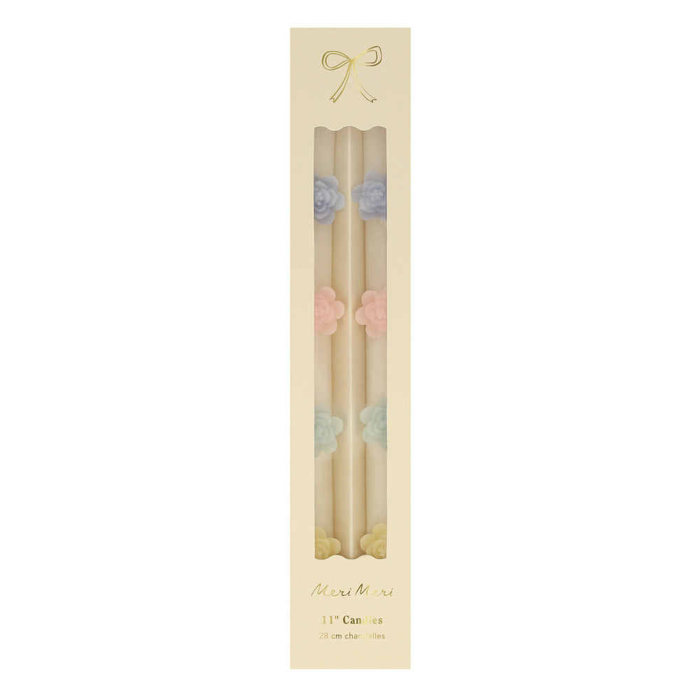 Pastel Flower Taper Candles (x 2)