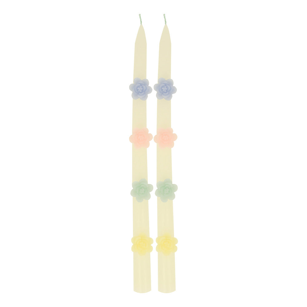 Pastel Flower Taper Candles (x 2)