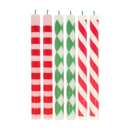 Festive stripe table candles