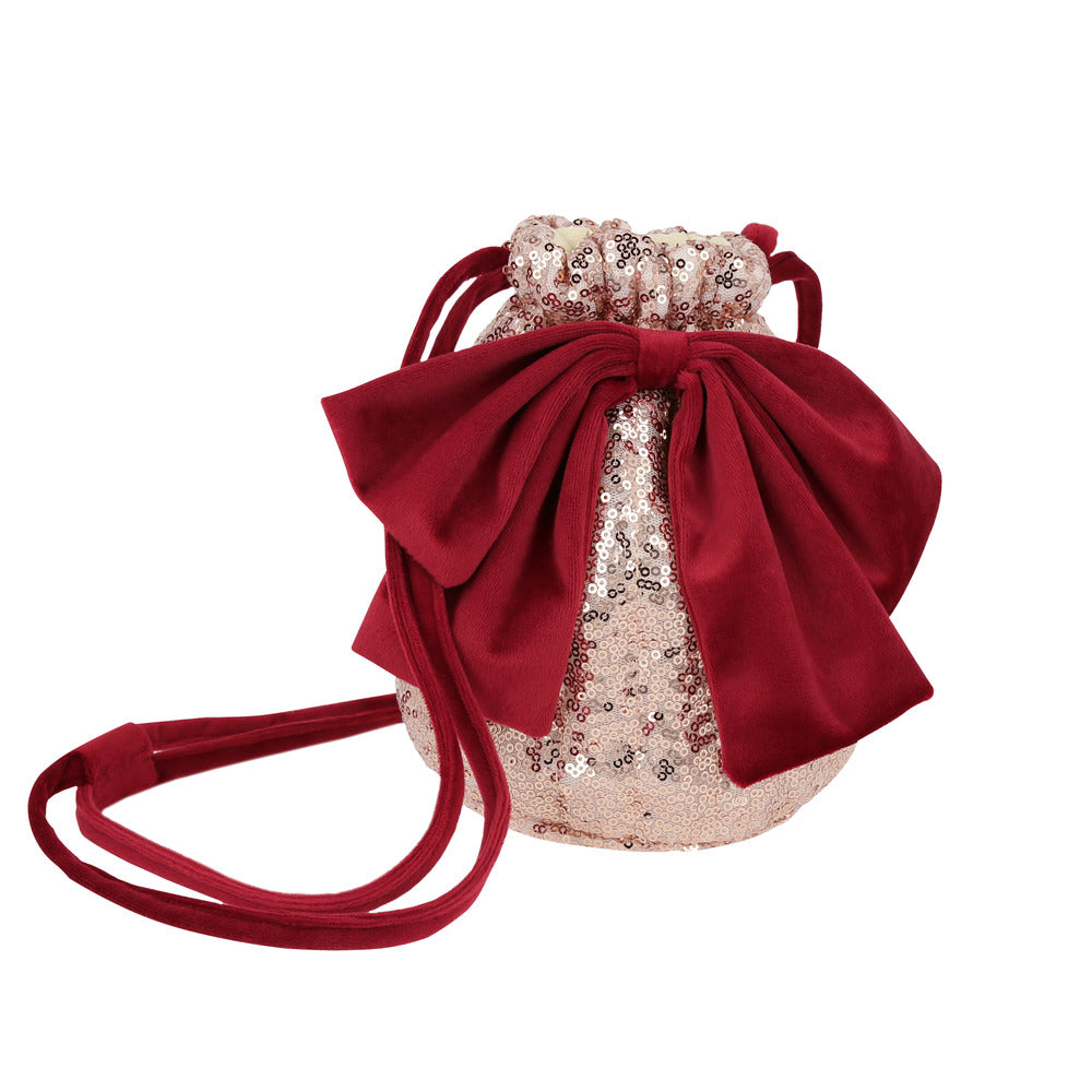 Pink sequin bow bag