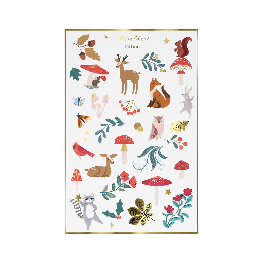 Woodland temporary tattoo sheets