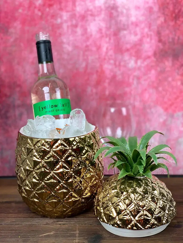 Gold Pineapple Ice Bucket with Lid