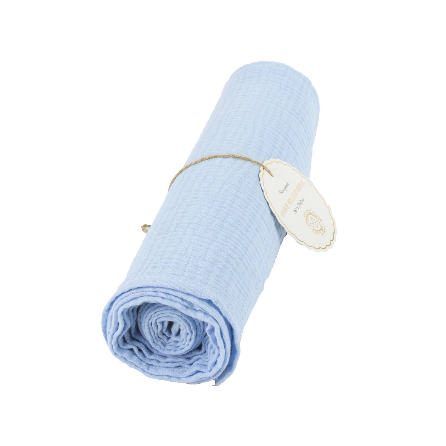 PASTEL BLUE COTTON GAUZE TABLE RUNNER 300X30CM