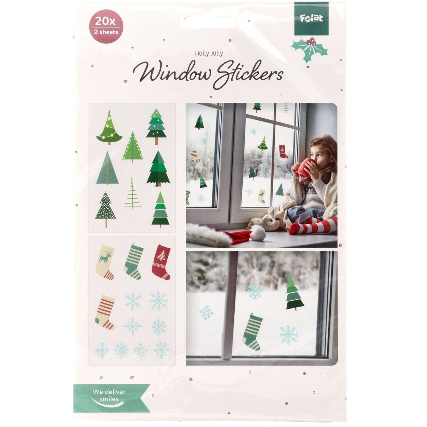 Window stickers - Winter - Holly Jolly - 20 pieces