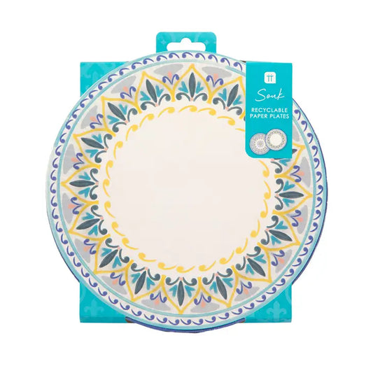 Souk Blue Paper Plates - 12 Pack